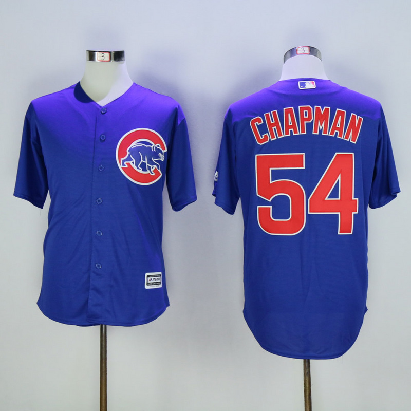 Men Chicago Cubs #54 Chapman Blue MLB Jerseys